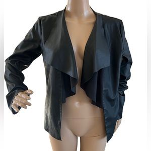 Zara Basic Faux Leather Open Jacket Raw Hem